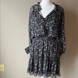 Lovestitch Black and White Paisley Long Sleeve Dress